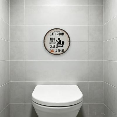 Yousheng Vintage Holz Badezimmer Schild Dies ist ein Badezimmer kein Café Lustige Wandkunst Rustikales Hängendes Rundes Schild für Bauernhaus Toilette