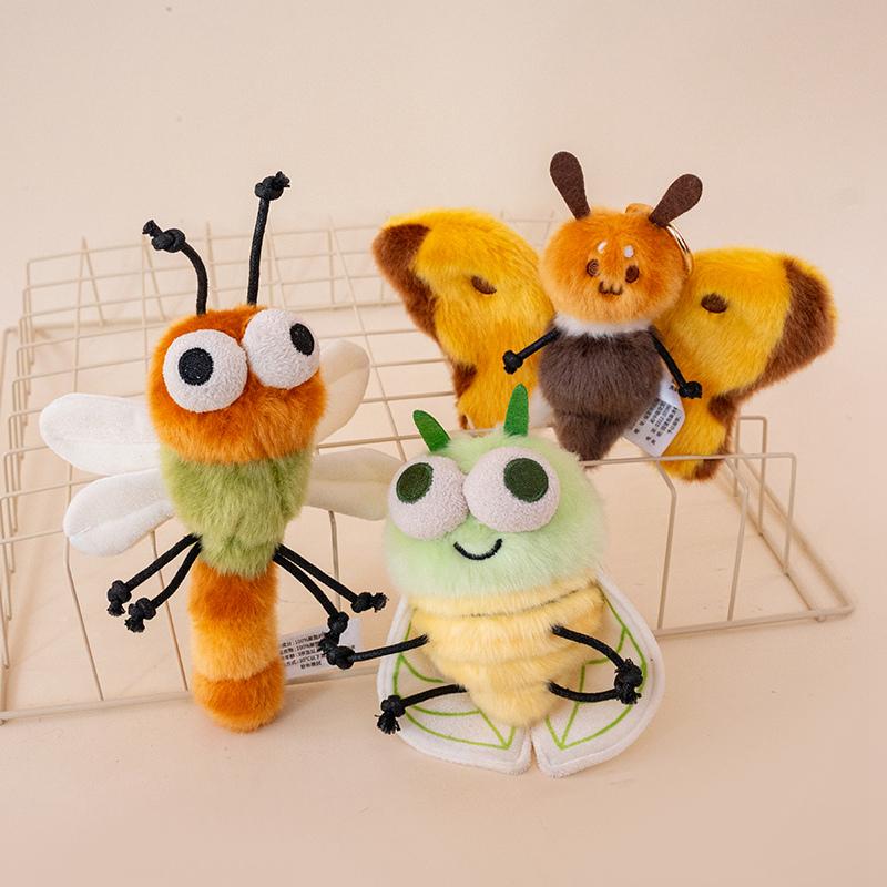 Creative Insect Doll Plush Toys Cute Funny Moth, mosquito, cicada, dragonfly, pink butterfly Pendant for Home Decoration Gift