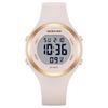 GOLDEN HOUR Waterproof Sports Ladies Digital Chronograph Watch Silicone Strap Rose Gold Starlight Milk White Modern