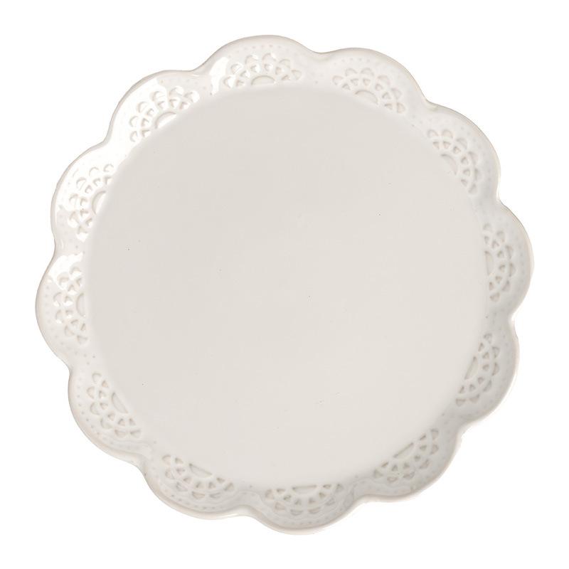 Delicate Solid Color Flower-Shaped Plate Ceramic Plate Restaurant Dessert Plate Household Dish Plate High Value Tableware Plate Dinner Plate