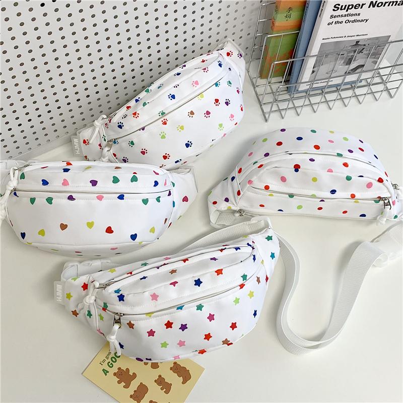 Lightweight Dot Print Chest Bag Student Waist Bag Women's Crossbody Bag