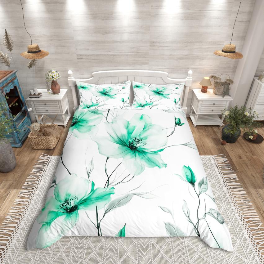 Homewish Cartoon Cat Duvet Cover SetColorful Flower Floral Comforter Cover SetBlack Kitten Bed Set For Girls Kids