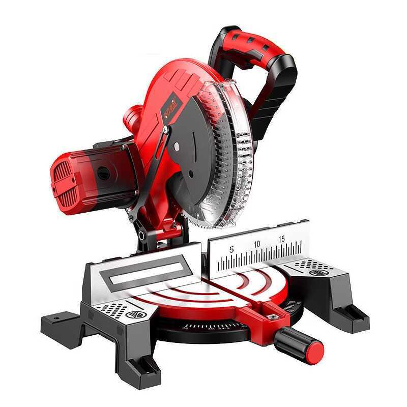 10-Inch High Precision Aluminum Alloy Miter Saw for Multifunctional Wood & Metal Cutting, 45 Degree Configuration.