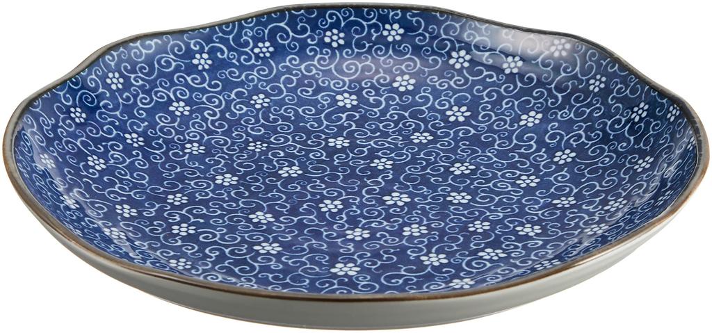 Nishikai Pottery Chrysanthemum Type 8 Plate Modern Old Dyed Diameter Cosmetic 52635 No. Set, Pattern, 25.5cm (Includes Box)