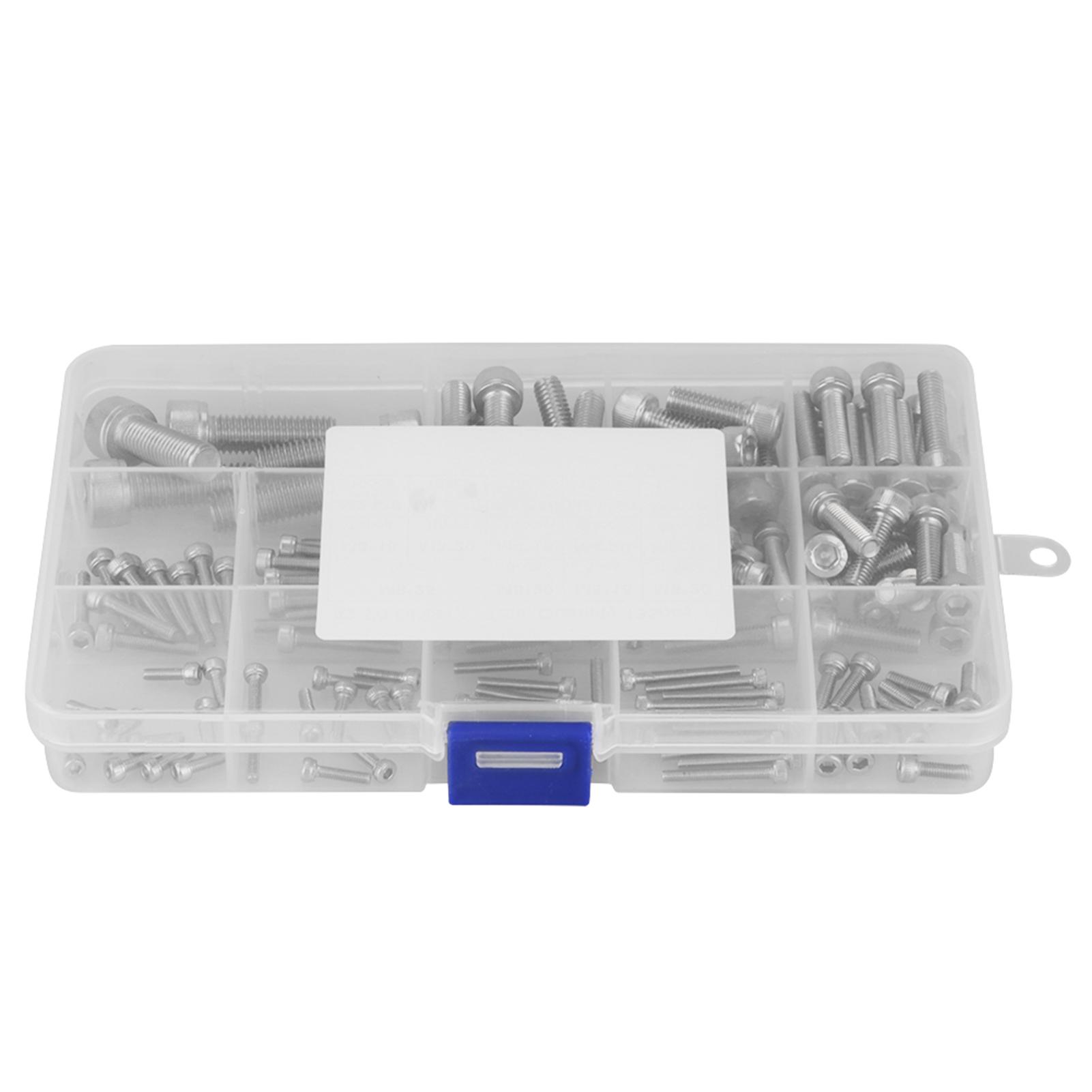 135pcs M2.5 M3 M4 M5 M6 M8 304 Stainless Steel Hex Socket Head Screws Set, 304 Stainless Steel Hex Socket Head Screws with Transparent Storage