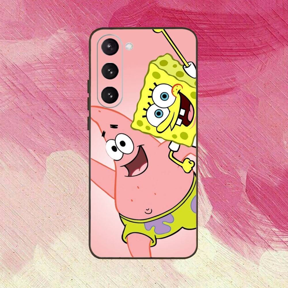 P-Patrick Star S-Spongebob-es Phone Case Black Silicone Soft For Samsung Galaxy A73,A72,A71,A70,A53,A52,A51