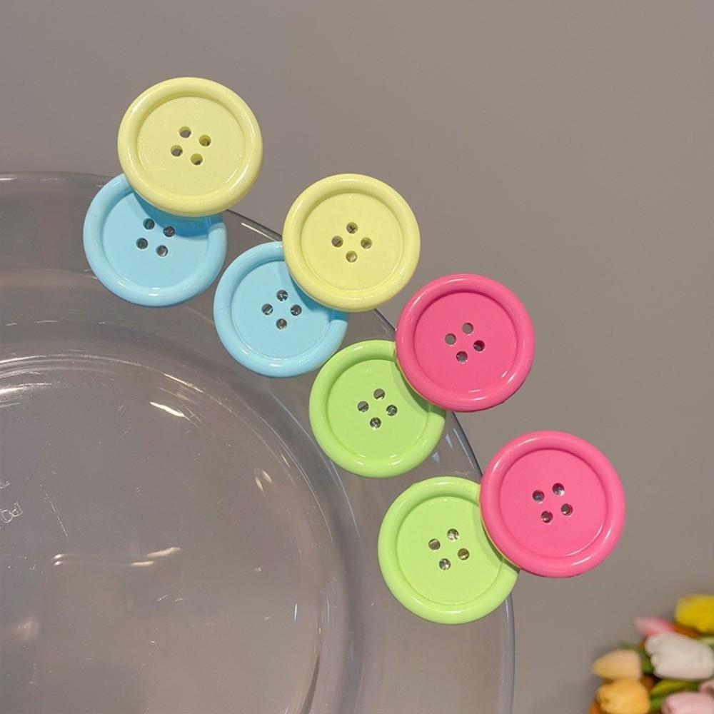 2pcs Oval Design Button Shape Hairpins Sweet Cute Barrettes Candy Color Hair Clip Daily Wear