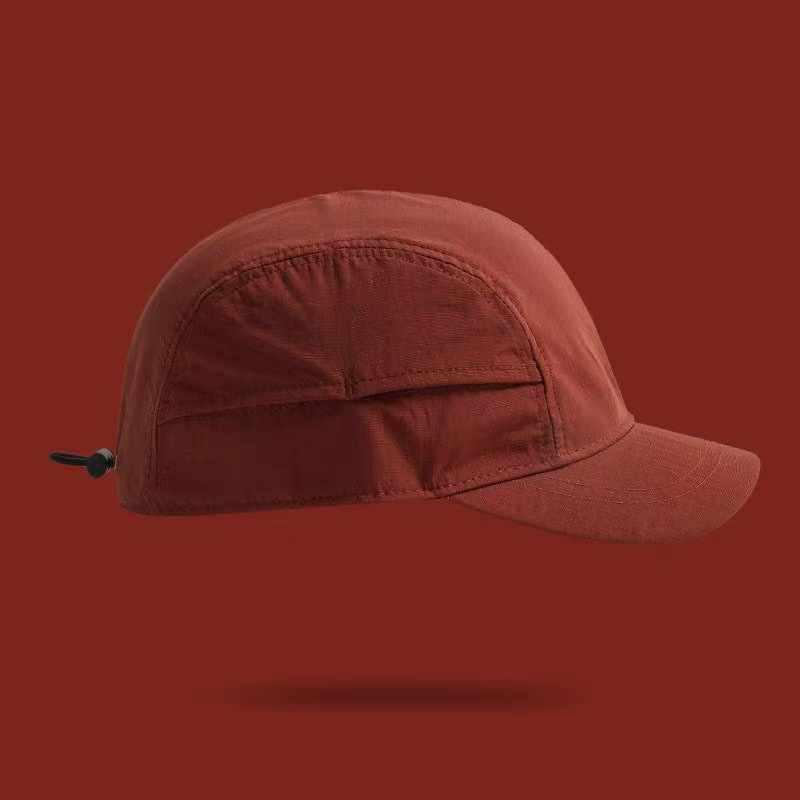 Solid-color quick-drying five-layer baseball cap, with side pocket design, adjustable rear strap,suitable for both men and women