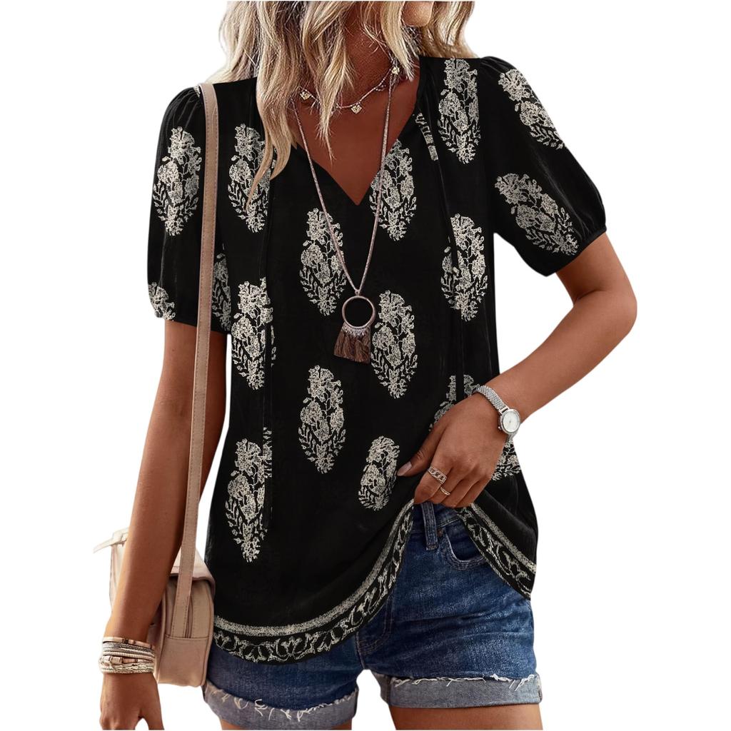 Women's Fashionable Casual Vintage Printed Blouse