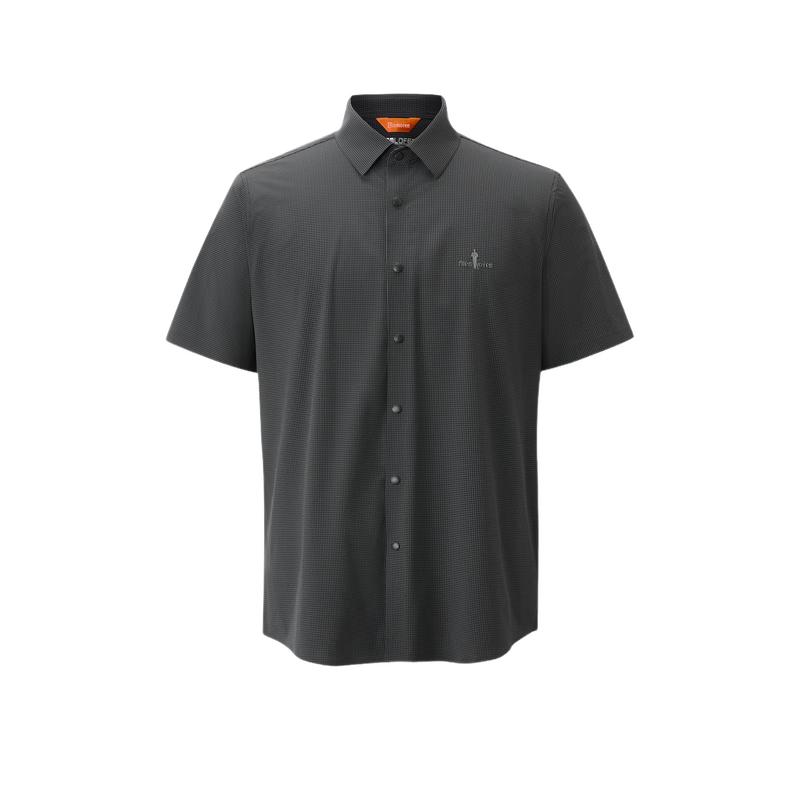 Biyinlefen Men s Dry & Elastic Fine Check Short-Sleeve Lapel Shirt 3XL