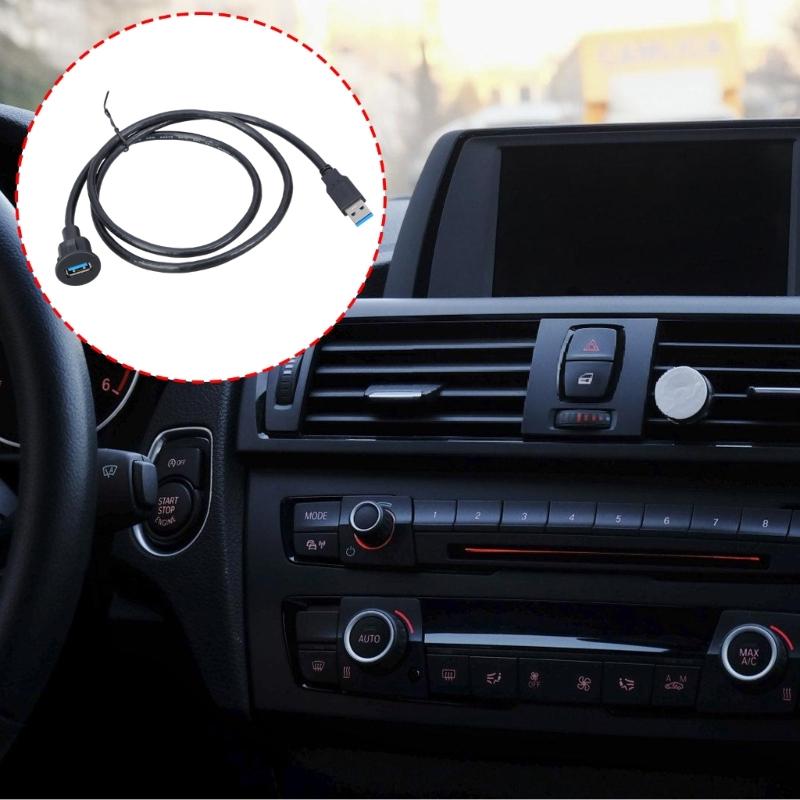 104cm USB3.0 Male To Female Extension Cable Plastic Texture for Car Dashboard Panel Mount with 5Gbps Data Transfer