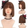 Krátká paruka s rovnými vlasy Hnědá BOB Liu Hai Lady Paruka Odolnost vůči vysokým teplotám