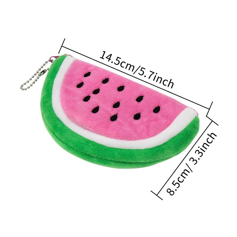WTEMPO Cute Mini Coin Purses Zipper Storage Bags with Keychains Creative Small Semi-circular Watermelon-shaped Key Bags Daily Use Change Pouches