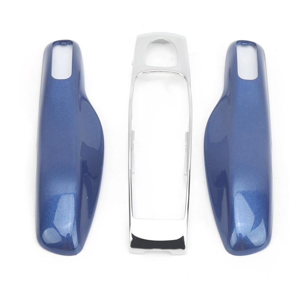 Car Remote Key Fob Case Trim Protective Cover Fit For Porsche 911/Panamera Macan Boxster(Blue Silver )