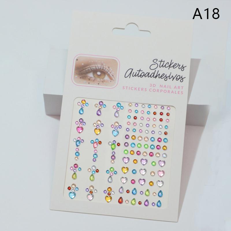 1Sheet Eye Body Face Gems Jewels Pearl Rhinestone Stickers Self Adhesive Crystal Rainbow Makeup Diamonds Face Decoration Sticker
