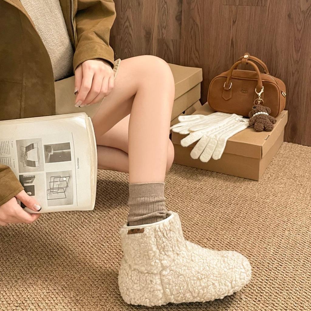 Winter Warm Retro Woolen Plush Snow Boots Women's Ugly Cute Soft-soled Short Boots Martin Boots