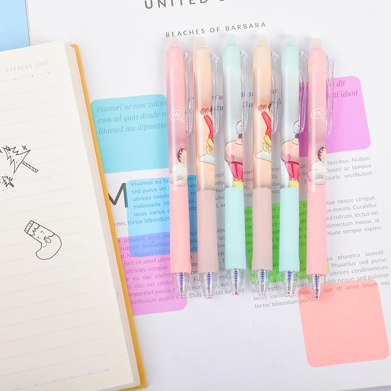 6Pcs Cute Labubu Erasable Pen Writing Smooth Quick-Drying Neutral Pens Cartoon Gel Pen Office Supplies Student Stationery Gifts