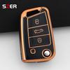 Tpu Red Car Key Case Cover Holder Keychain For Vw Volkswagen Golf 7 Mk7 Tiguan Mk2 For Seat Ateca Leon Fr 2 Ibiza Skoda Octavia