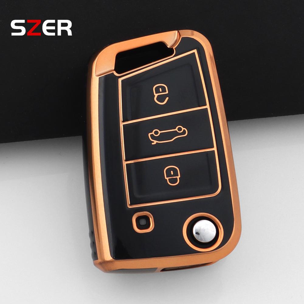 Tpu Red Car Key Case Cover Holder Keychain For Vw Volkswagen Golf 7 Mk7 Tiguan Mk2 For Seat Ateca Leon Fr 2 Ibiza Skoda Octavia