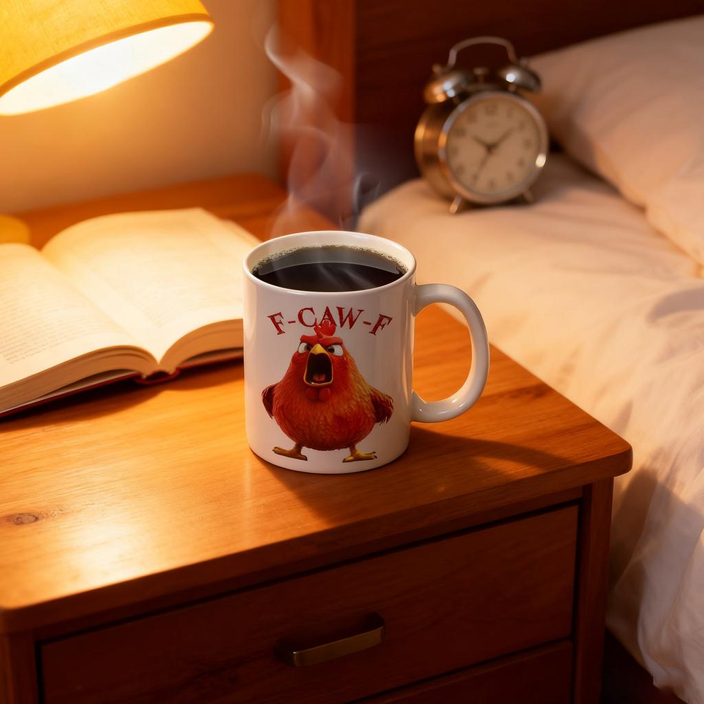 F-Caw-F Rolig Kyckling Mugg - Personligt Namn F-Caw-F Rolig Kyckling Humor Keramisk Anpassad, Present Kaffemugg För Män Och Kvinnor 12 Oz