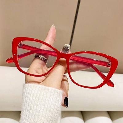 Fashion Red Cat Eye Glasses Gradient Color Retro Anti Blue Light Glasses Optical Eyeglasses Butterfly Frame Computer Eye Glasses