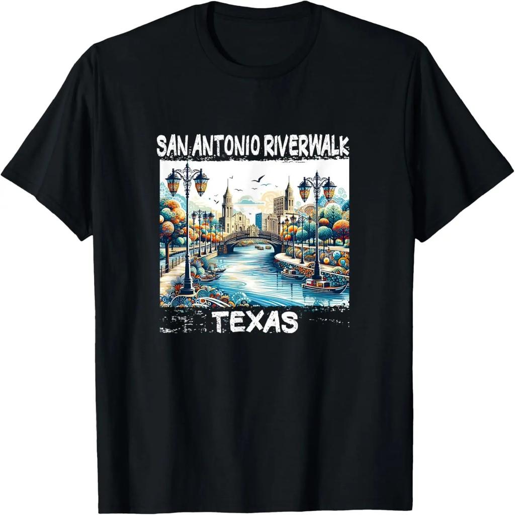 San Antonio Riverwalk Texas with Lanterns and Bridges T-Shirt