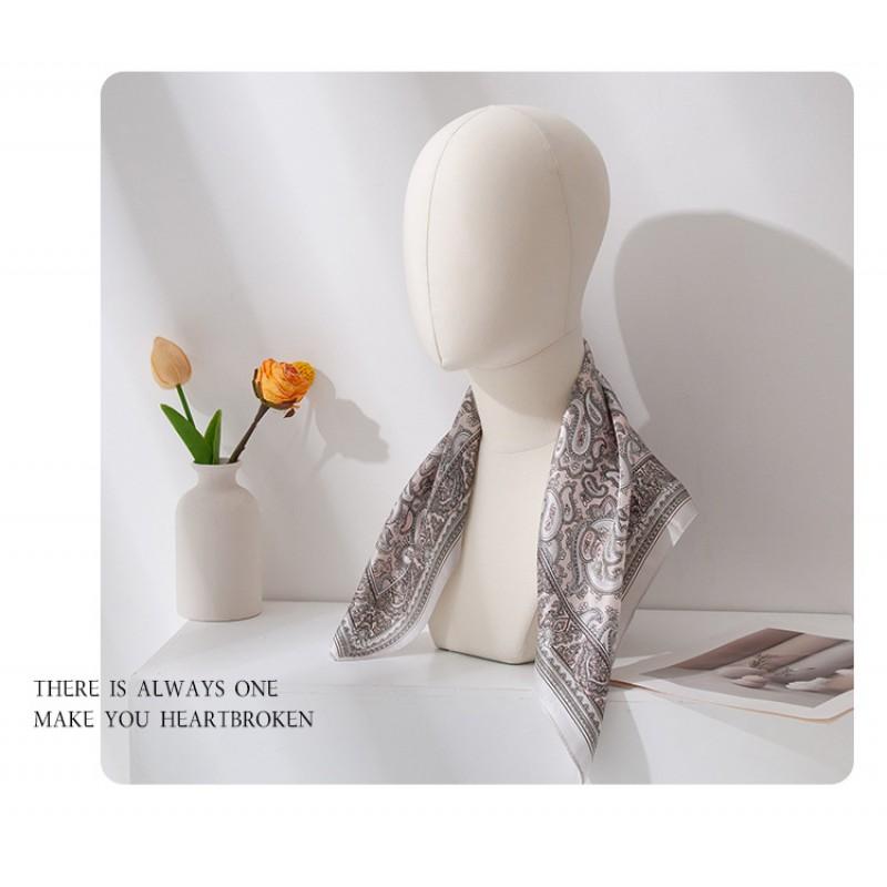 Womens Silk Square Scarf White Paisley Print Versatile Shawl Mom Gift