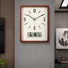 Wall Clock New Chinese Solid Wood Living Room Rectangular Home Bedroom Simple Atmosphere Silent Wall Clock Home Decor