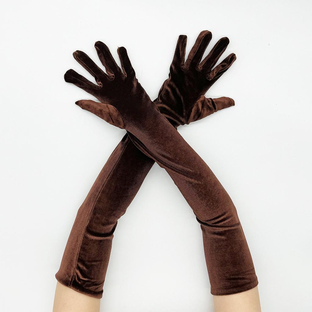 Winter Long Thickened Golden Velvet Gloves Stage Performance Etiquette Costume Gloves 1920S Vintage Prom Gloves
