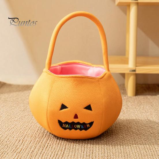 Halloween Party Favor Bags Pumpkin Candy for Kids, Reusable Trick or Treat Totes Bucket, Cute Handbag with Handle Favors Kindergarten Supplies