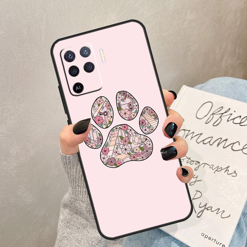 Dog Paw Case For Oppo A54 A74 A94 A17 A57 A77 A76 A16 A96 A18 A60 A80 A40 A38 A58 A78 A98 A15 A5 Pro