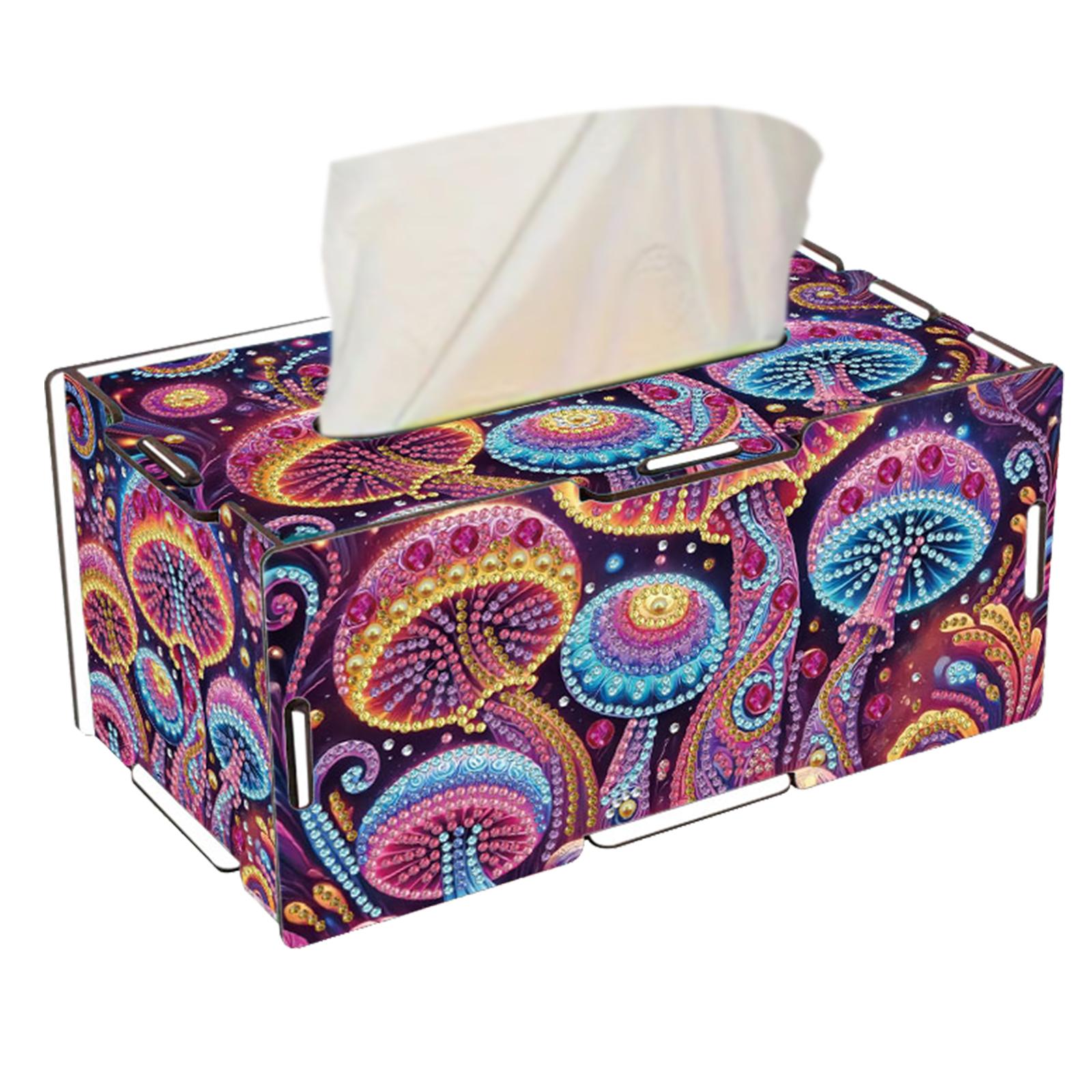 Wooden 5D Diamond Painting Tissue Holder Diamond Decorative Tissue Box Wooden Diamond Painting Tissue Box for Living Room Decor