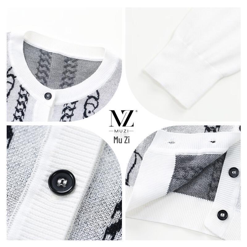 Muzi Women's 100% Cotton Long Sleeve Knit Cardigan