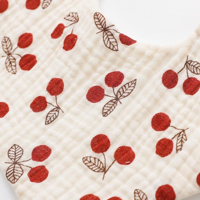 Floral Feeding Bib Baby Burp Cloth Bib for 0-18Month Infant Gender Neutral Gauze Cotton Teether Drooling Bib for Newborn