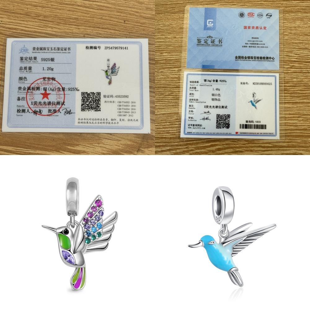 New 925 Silver Hummingbird Swallow Pendant Beads Suitable for European Bracelets DIY Accessories Exquisite Jewelry