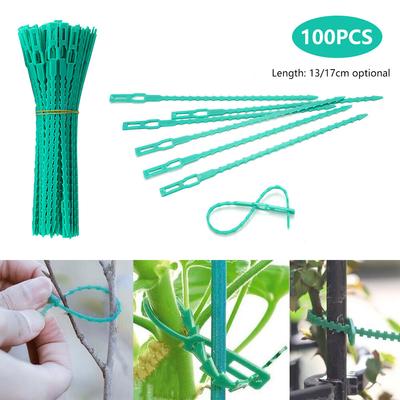 100pcs Reusable Garden Cable Ties Plant Support Shrubs Fastener Tree Locking Adjustable Plastic Cable Ties Tools 13/17cm