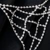 Rhinestone Bikini Body Chains Gold Mesh Body Bra Harness Necklace for Women Fishnet Crystal Chest Jewelry for Nightclub Party