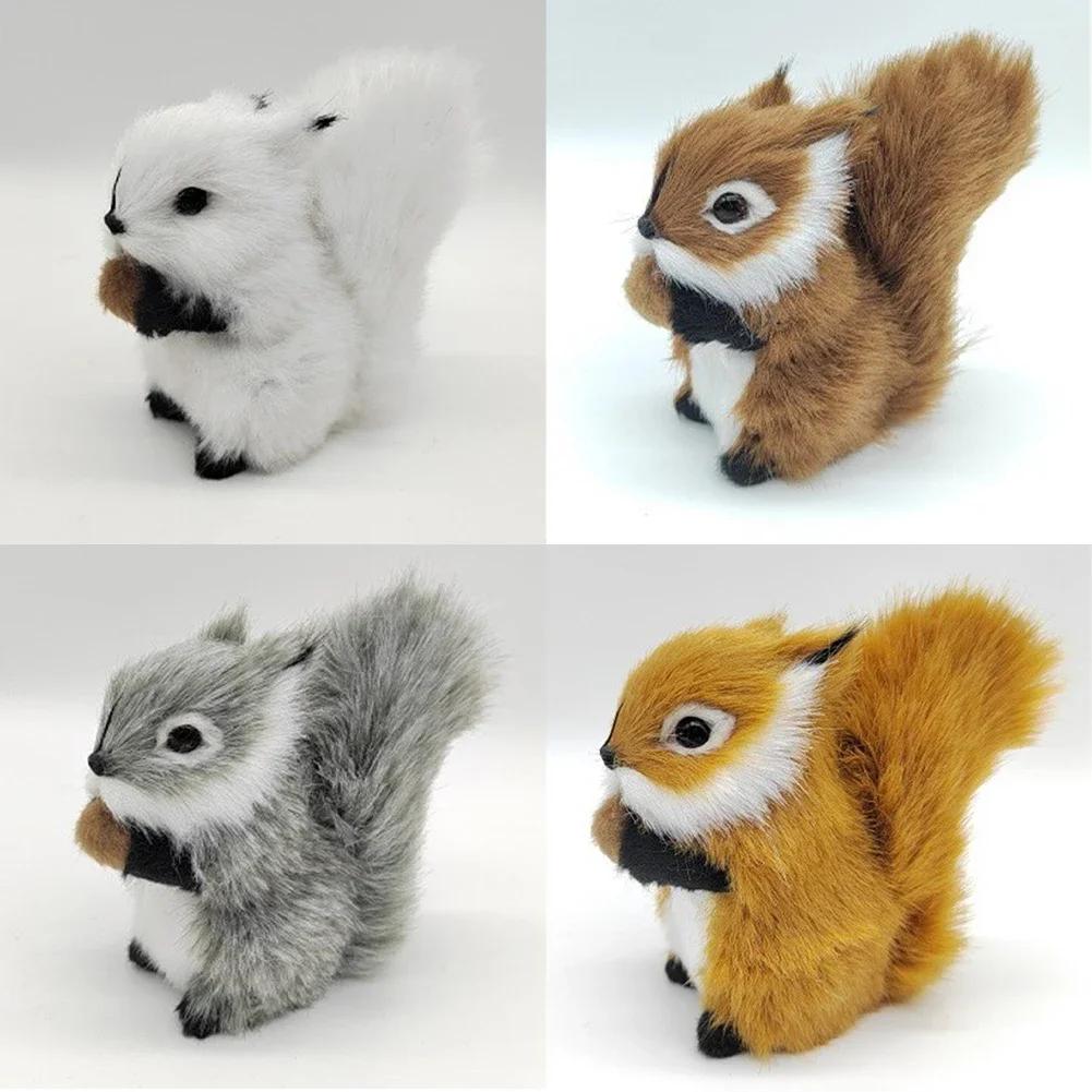 1Pc Mini Artificial Squirrel Figurines Miniatures Plush Simulation Squirrel Ornaments Fake Animal Christmas Table Decorations
