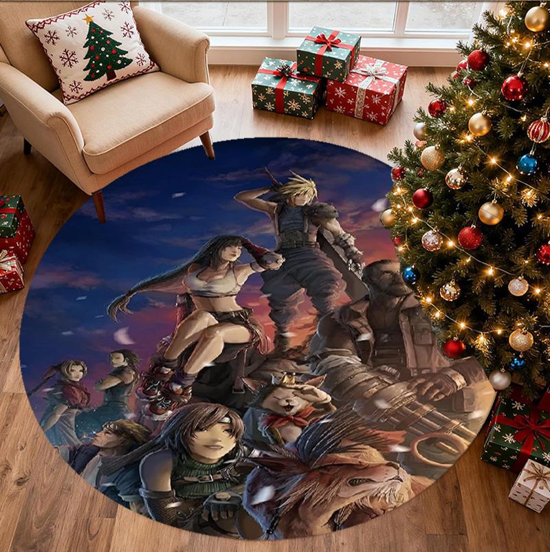 Final Fantasy Pattern Round Rug, Indoor/Outdoor Mat, for Picnic, Gameroom, Bedroom, Office, Living Room, Home Decor Carpet, Birthday Gift