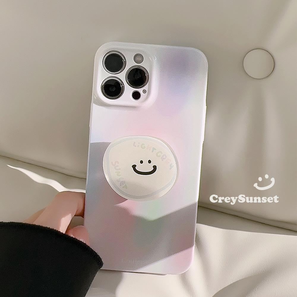 Korean Smiley Face Bracket Suitable for 14Promax IPhone Case Iphone16 Niche Cute 15 Philin11 Hard