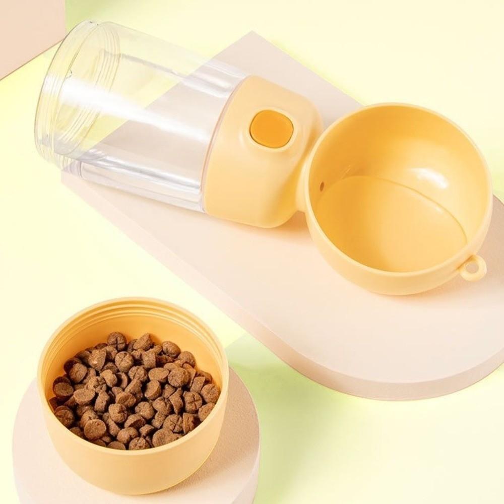2 In 1 Pet Water Bottle Easy To Clean Transparent Pet Food Containers with Strap Plastic Dog Drinking Bottle Garden