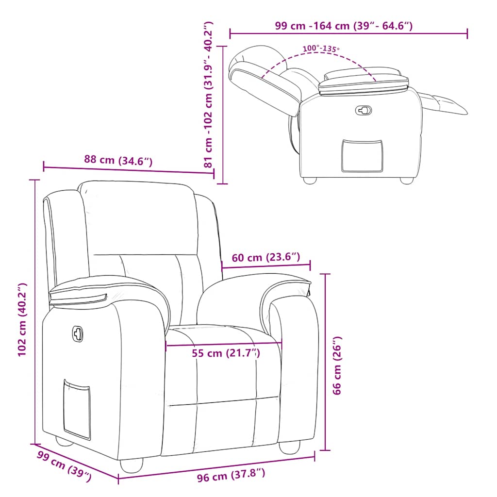 Relaxation Armchair Burgundy Fabric