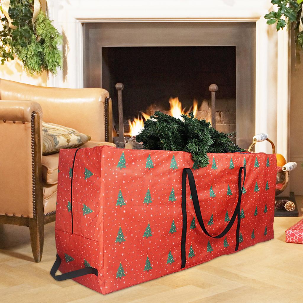Große Weihnachtsbaum-Aufbewahrungstasche Langlebig Wasserdicht 210D Oxford-Gewebe mit 4 Griffen Baum-Aufbewahrungstaschen für einfaches Tragen