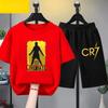 Kids Summer Children Clothing CR7 Soccer Star Print Short Sleeve Top Shorts 2pcs Set Soft Sports Tracksuit Outfit Wear