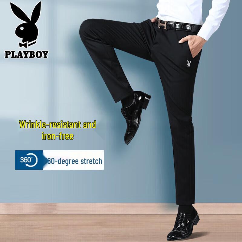 PLAYBOY Men's Straight Fit Casual Business Pants