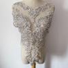 Rhinestone Tassel Dark Purple Beaded Lace Fabric with Motif Rhinestones Flower Shape Embroidery Trim for Wedding Dress