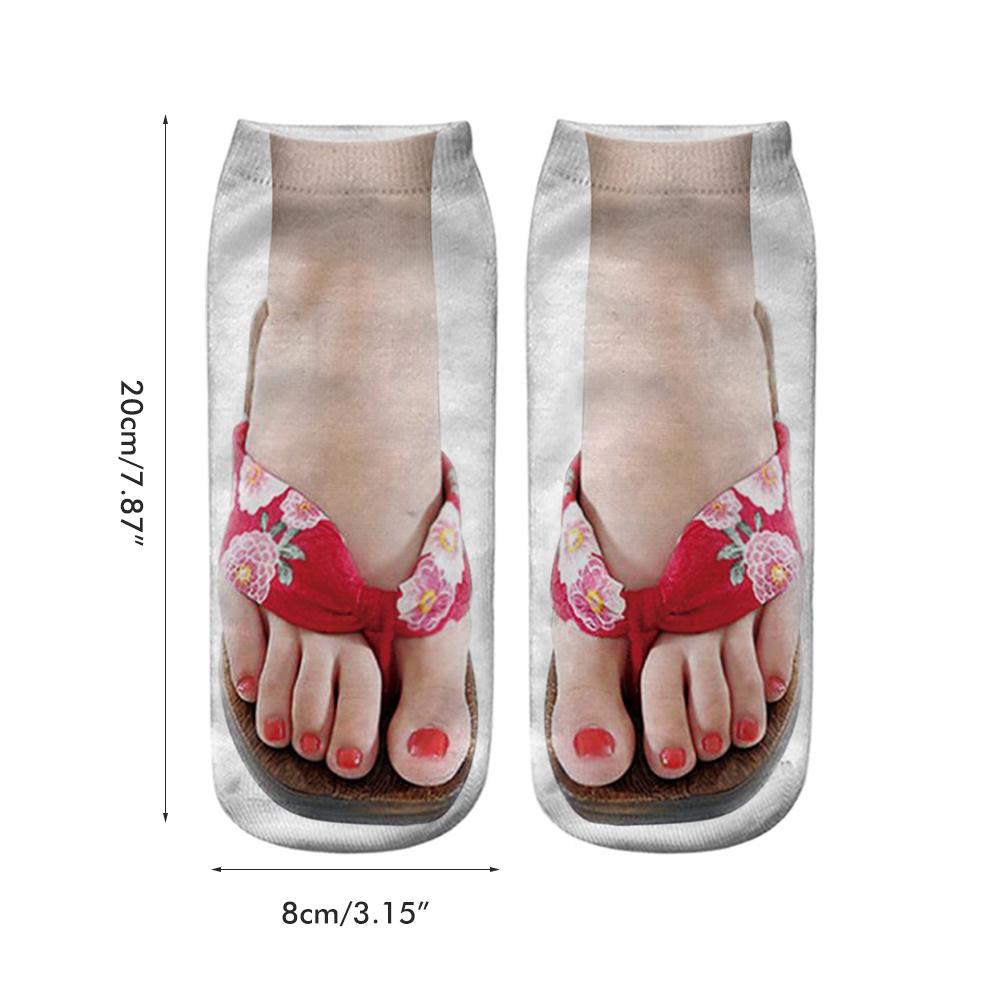 3D Patron Sokken Flop Print Sokken 4 Paren Katoen Modieus Ademend Manicure Laag Uitgesneden Absorberend voor Yoga