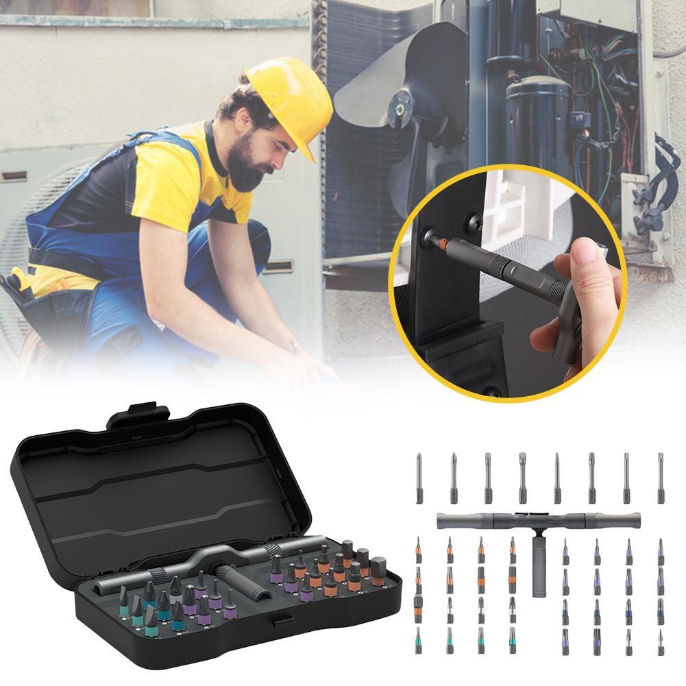 24 in 1 Multi-Purpose Ratchet Screwdriver Set S2 Steel Combination Wrench Magnetic Bits Repair Tool Kit for PC Watch Bicycle Car