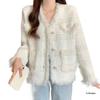 French Chic Faux Mink Fur Tassel Cardigan - 2026 Autumn/Winter Korean Style Elegant Loose Jacket for Women