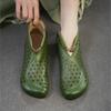 Johnature Retro Summer Short Boots Flat Side Zipper Genuine Leather Hollow-out Breathable Women's Shoes